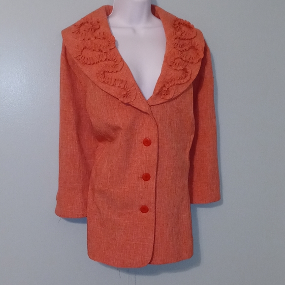 T. Milano Woman Jacket Coral Color 4 Buttons 100% Polyester - Picture 1 of 8